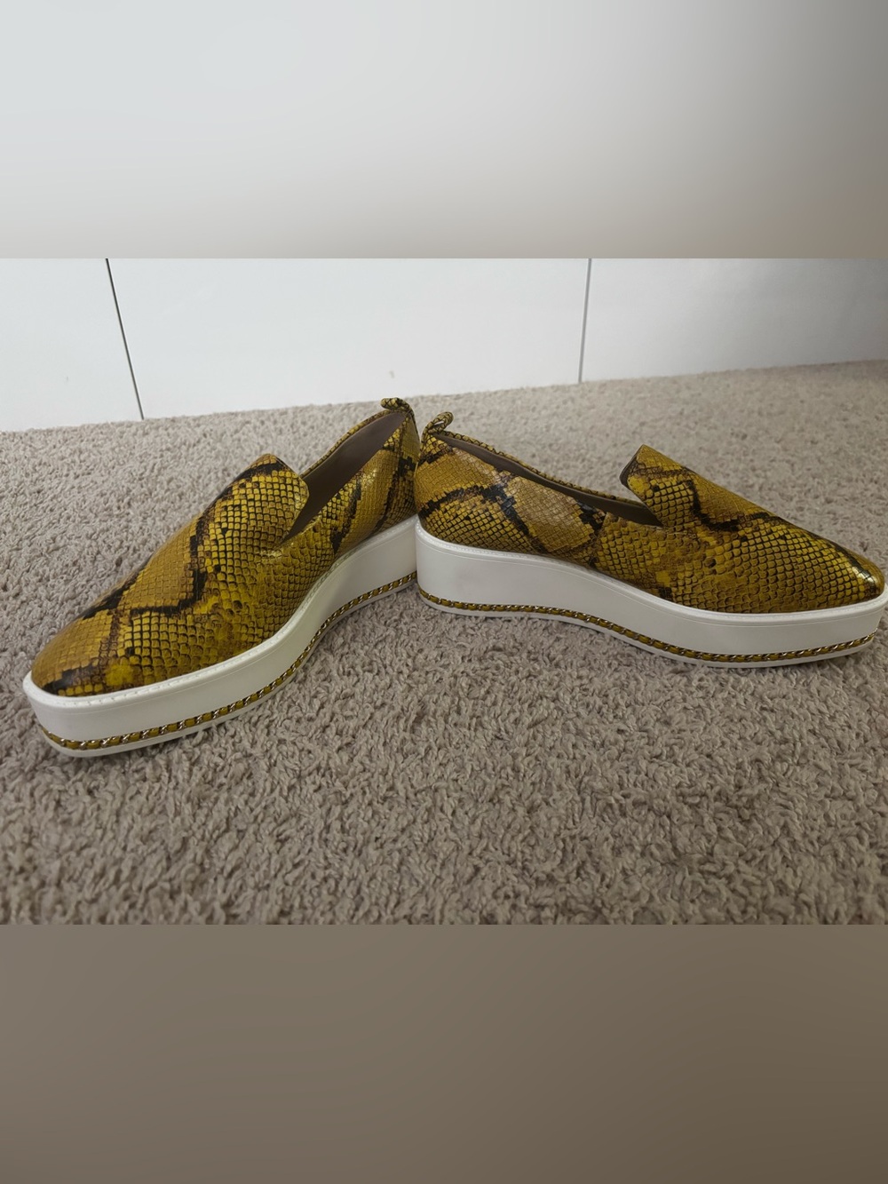 Karl Lagerfeld Yellow Snake-Print Platform Loafers